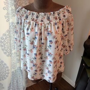 Pleione Pink Smocked 3/4 Sleeve Blouse